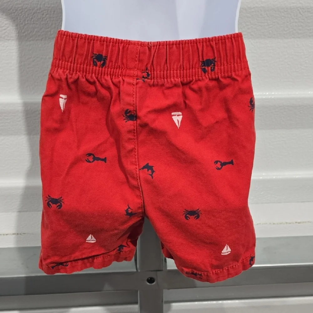 Carter's Red Relaxed Fit Shorts with Embroidered Pattern‎
